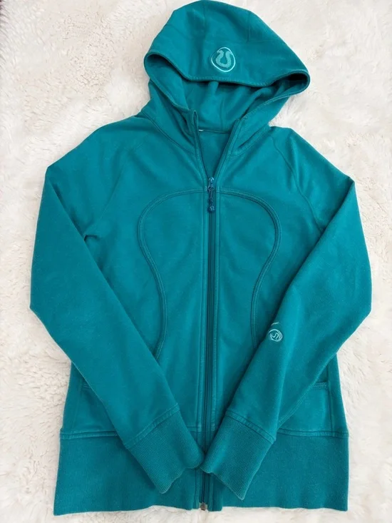 lululemon athletica Teal Hooded Full-Zip Jacket,Size 10. - Picture 14 of 15